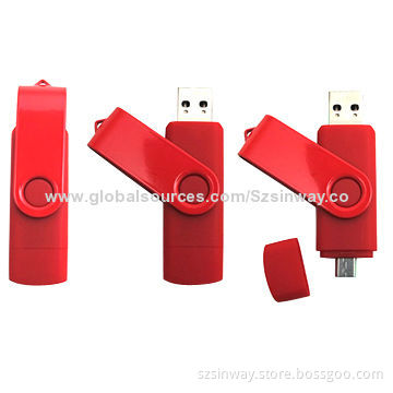 OTG USB Flash Drives, 1-32GB Capacity, Customized Colors Available